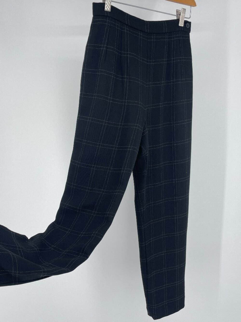 Talbots Petite 4 Black Windowpane Plaid Wool Trousers